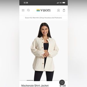 NWOT Vuori Mackenzie Shirt Jacket